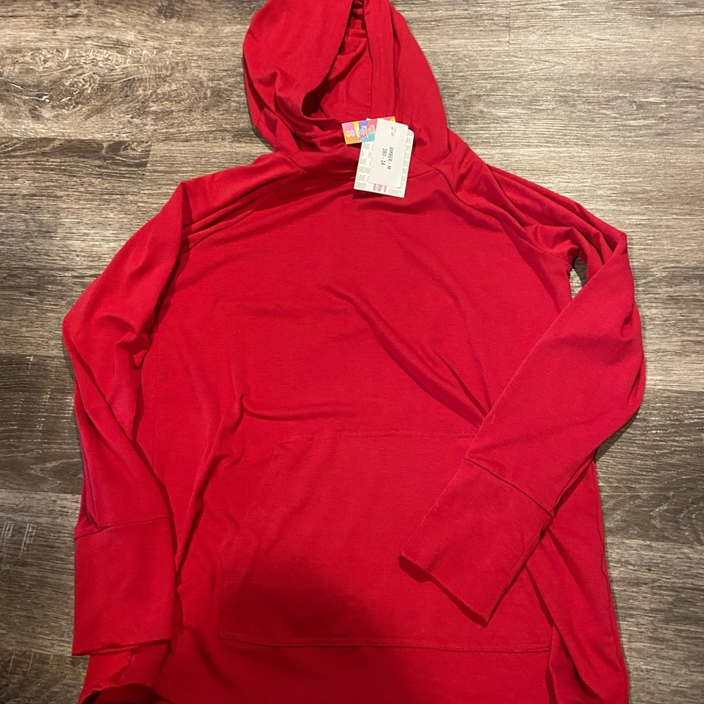 Lularoe amber hoodie med new with tag solid red